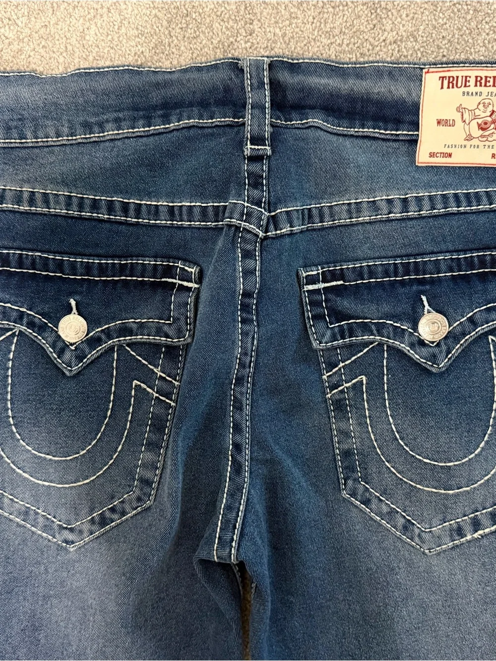 True Religion Geno Relaxed Slim Men's Jeans Size 36 Blue Flap Pocket